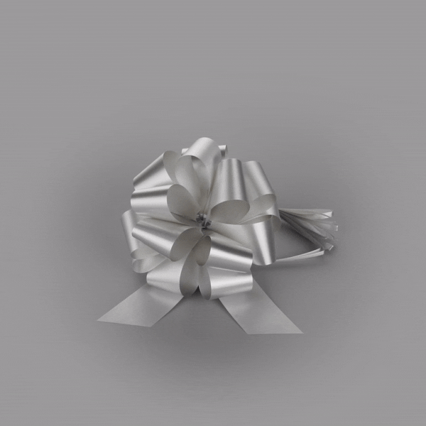 Gift Tek Silver Plastic Flora Satin Pull Bow - 5 1/2" - 1000 count box