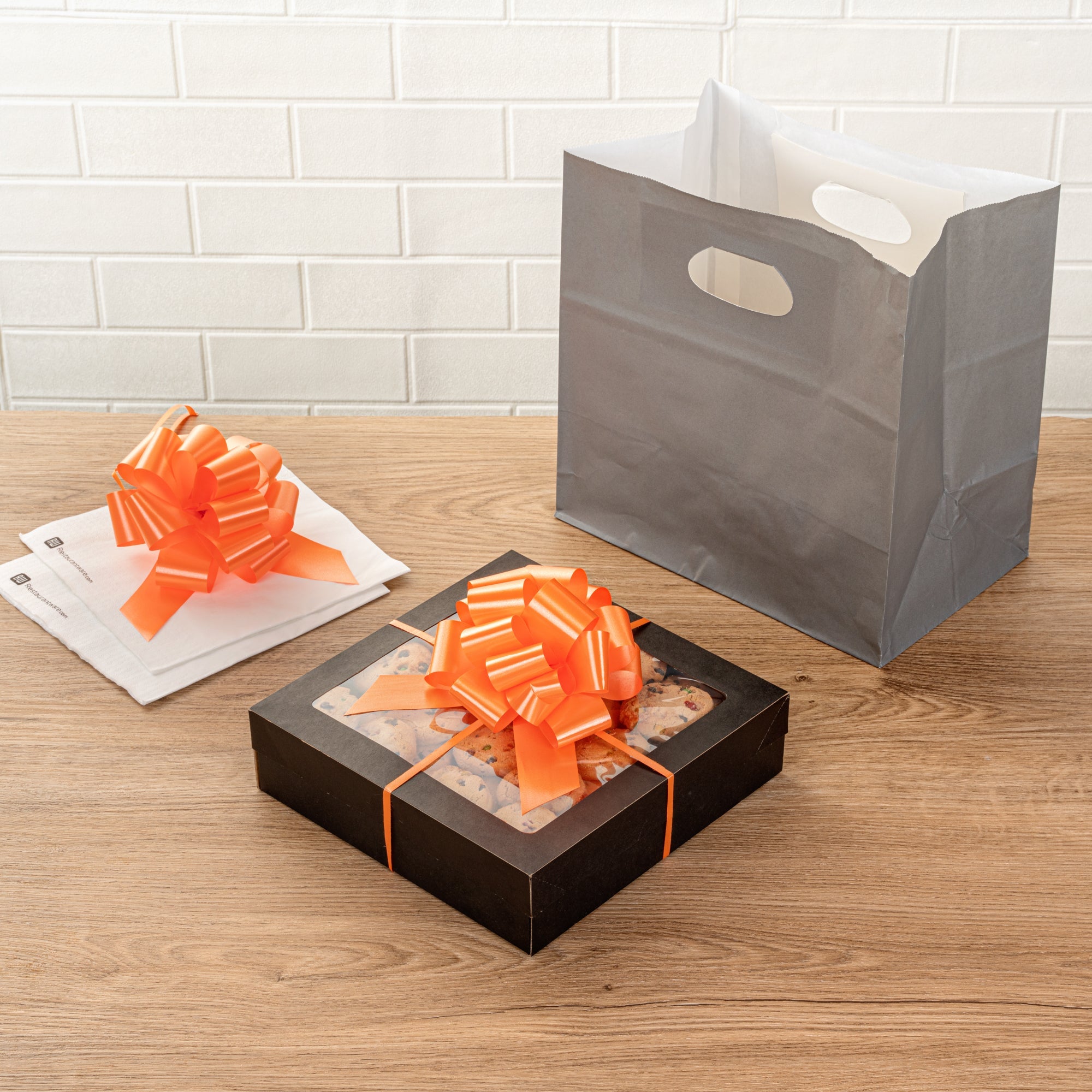 Gift Tek Orange Plastic Flora Satin Pull Bow - 5 1/2" - 1000 count box