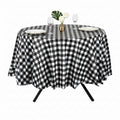 Table Tek Round Black Gingham Plastic Table Cover - 84" - 20 count box