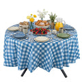 Table Tek Round Blue Gingham Plastic Table Cover - 84" - 2 count box