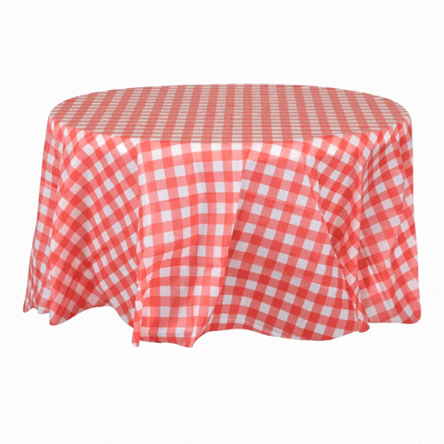 Table Tek Round Red Gingham Plastic Table Cover - 84" - 2 count box