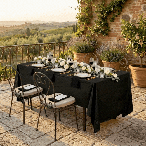 Table Tek Rectangle Black Plastic Table Cover - 108" x 54" - 2 count box
