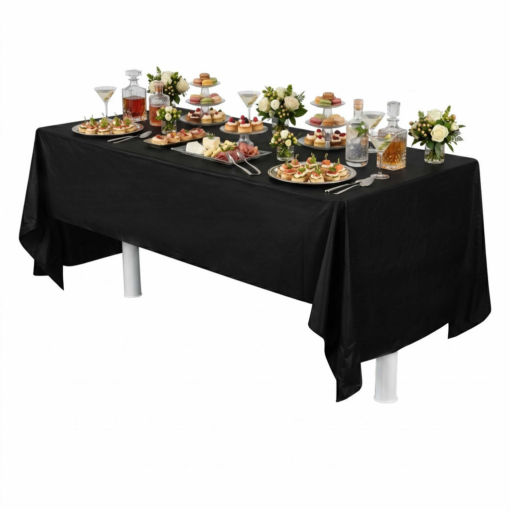 Table Tek Rectangle Black Plastic Table Cover - 108" x 54" - 20 count box