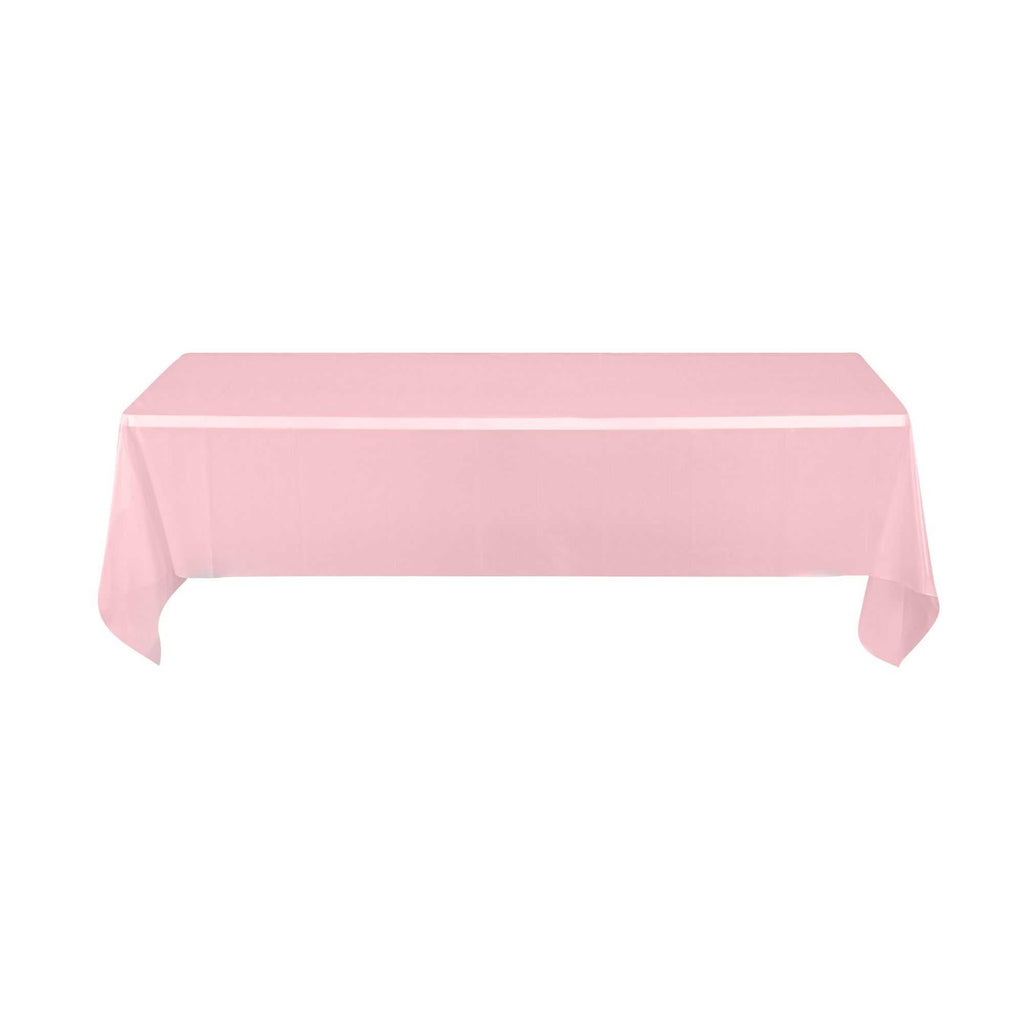 Table Tek Rectangle Pink Plastic Table Cover - 108" x 54" - 2 count box