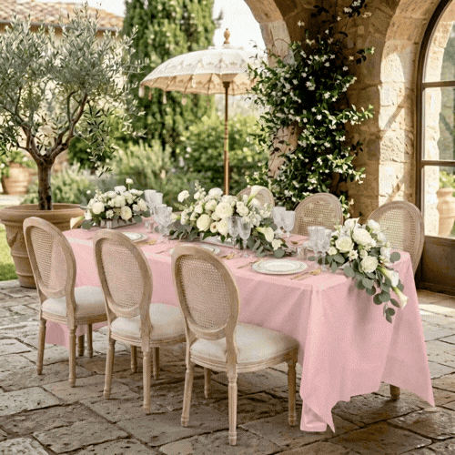 Table Tek Rectangle Pink Plastic Table Cover - 108" x 54" - 2 count box