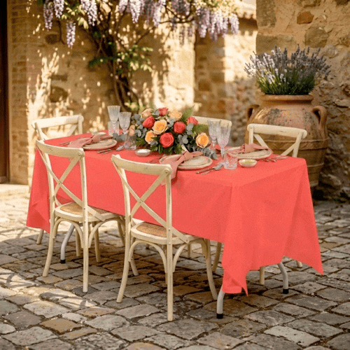 Table Tek Rectangle Red Plastic Table Cover - 108" x 54" - 20 count box