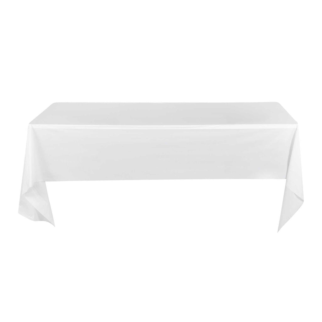 Table Tek Rectangle White Plastic Table Cover - 108" x 54" - 2 count box