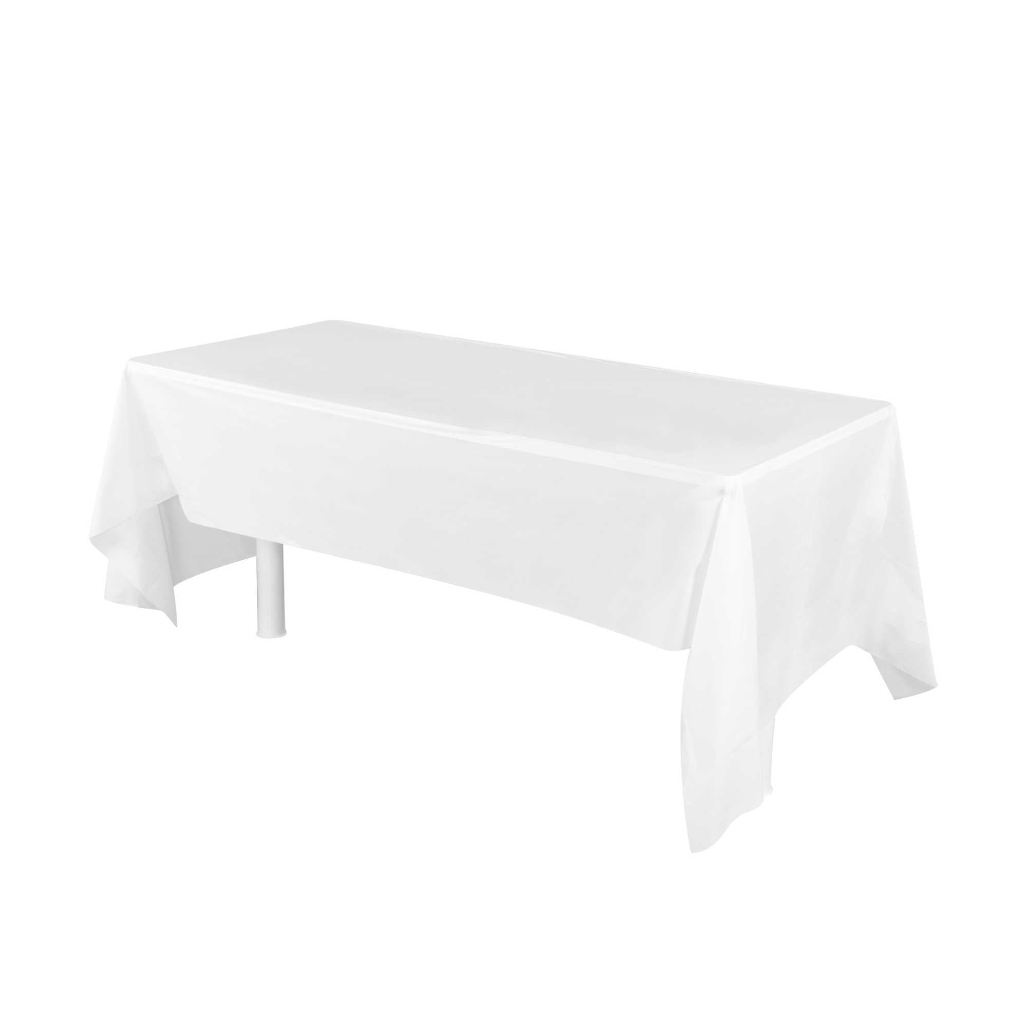 Table Tek Rectangle White Plastic Table Cover - 108" x 54" - 20 count box