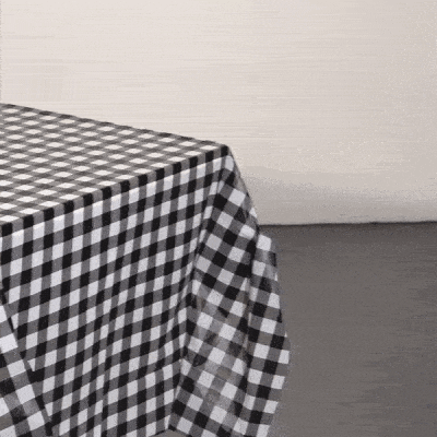Table Tek Rectangle Black Gingham Plastic Table Cover - 108" x 54" - 2 count box