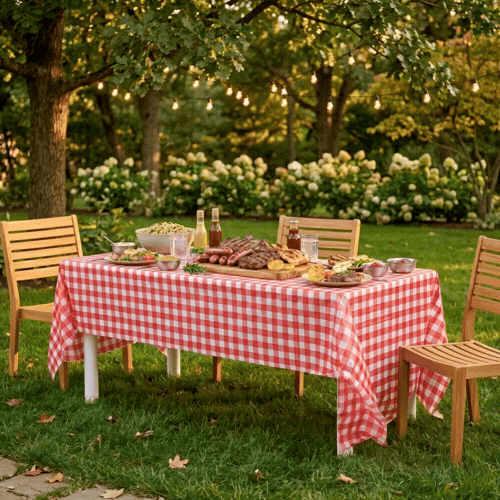 Table Tek Rectangle Red Gingham Red Plastic Table Cover - 108" x 54" - 20 count box