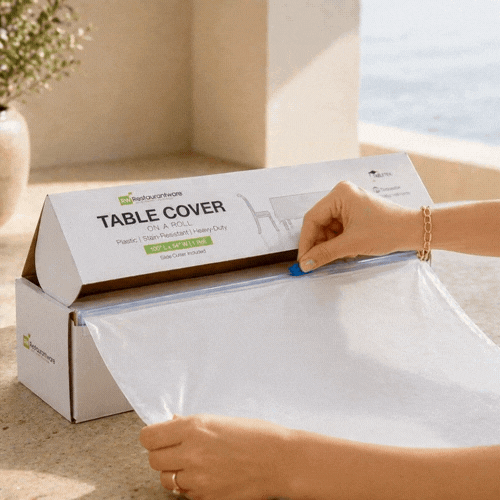 Table Tek White Plastic Table Cover Roll - with Slide Cutter - 100' x 54" - 1 count box