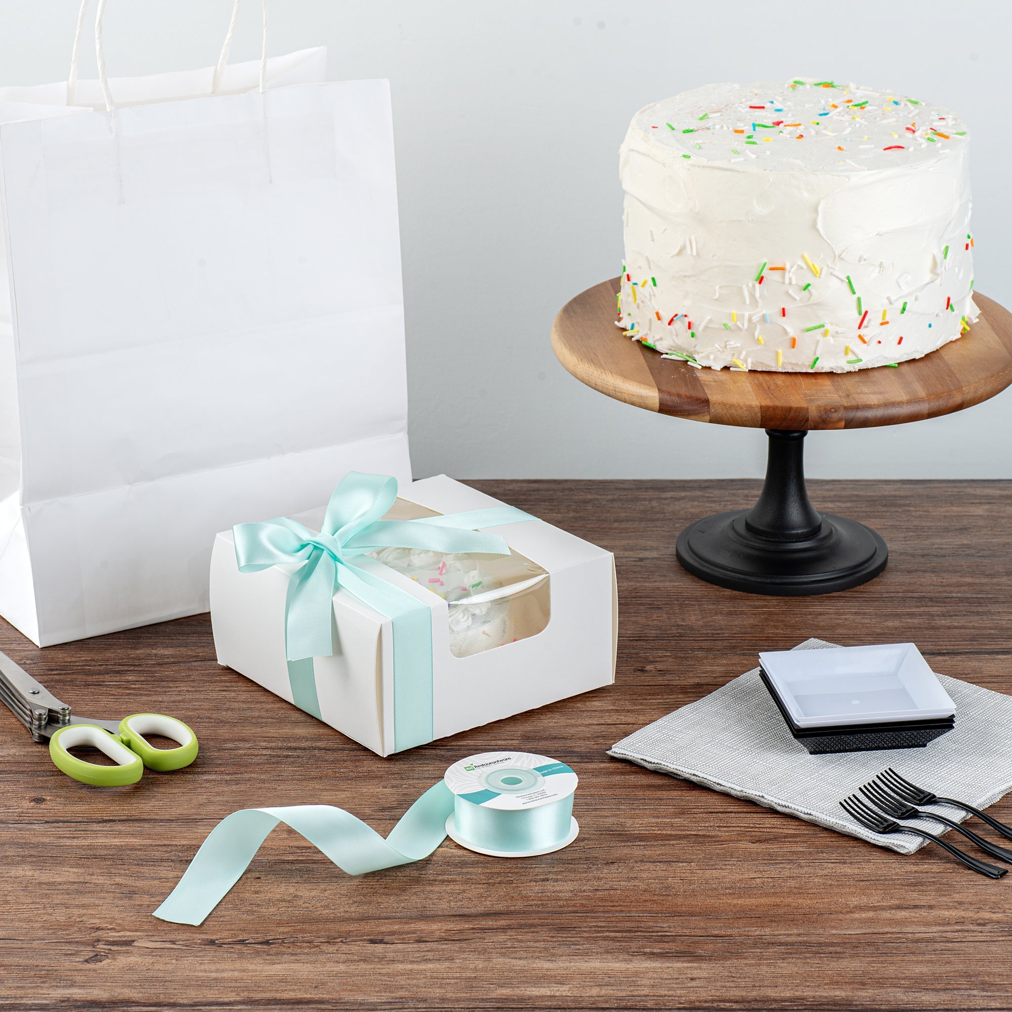 Gift Tek Aqua Blue Polyester Satin Ribbon - Single Face - 1" x 10 yds - 1 count box