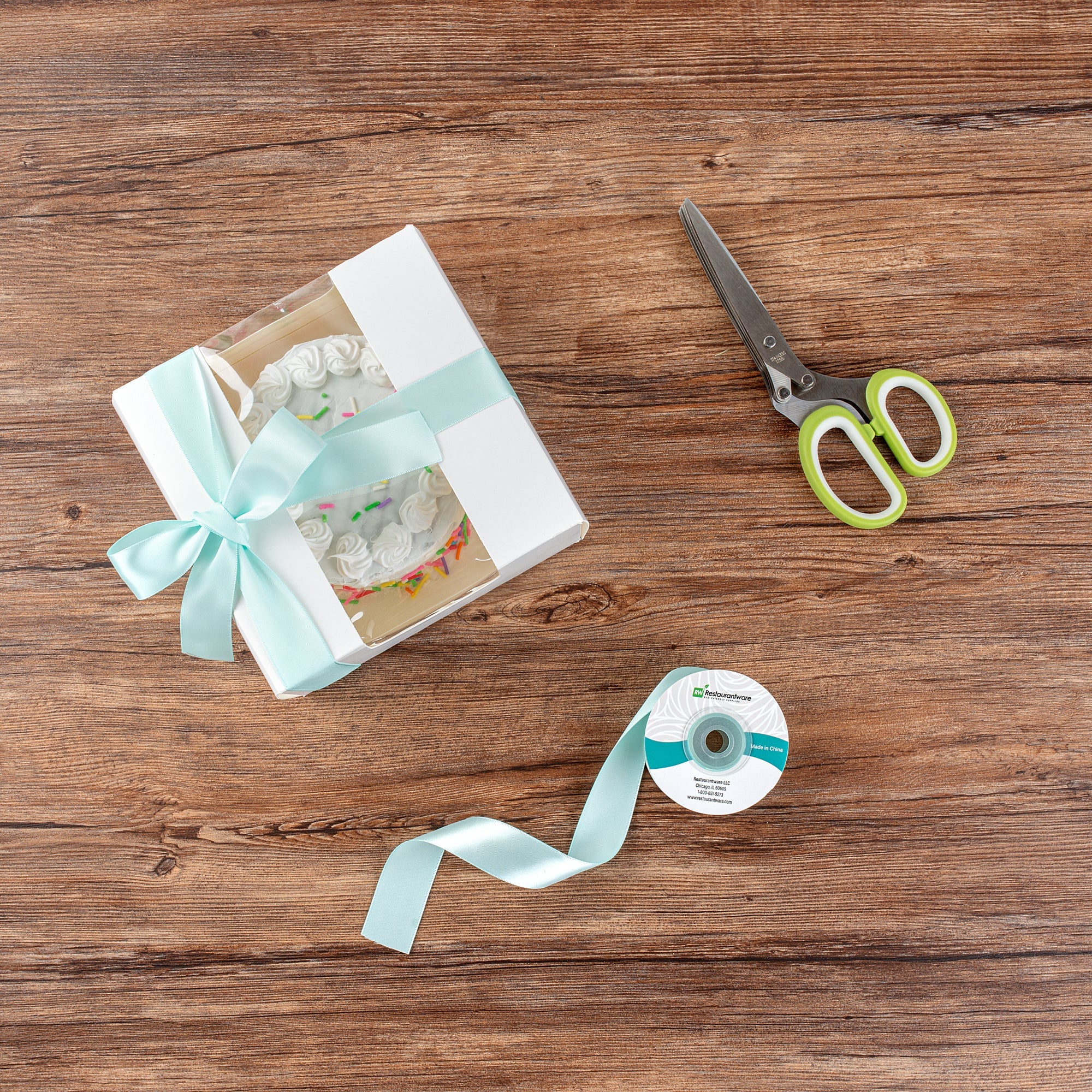 Gift Tek Aqua Blue Polyester Satin Ribbon - Single Face - 1" x 10 yds - 10 count box