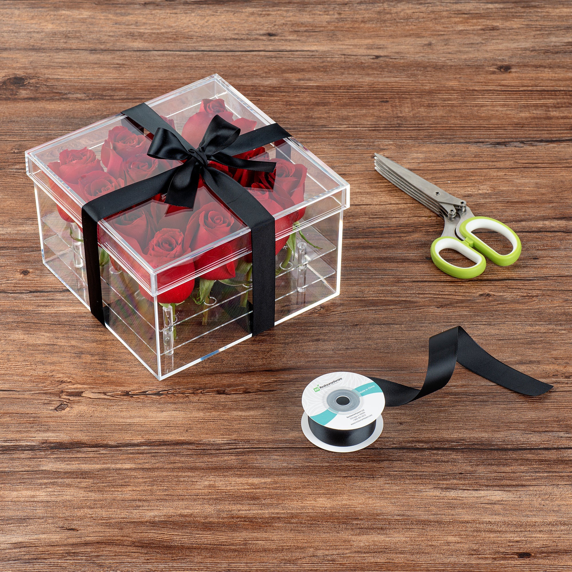 Gift Tek Black Polyester Satin Ribbon - Single Face - 1" x 10 yds - 10 count box