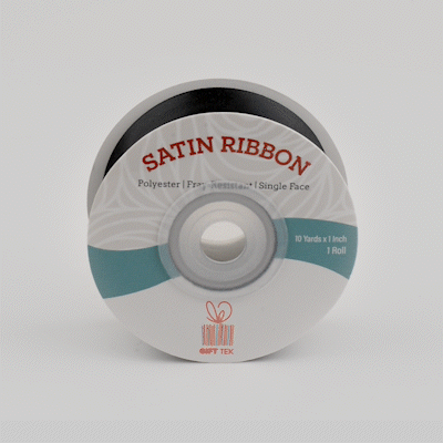 Gift Tek Black Polyester Satin Ribbon - Single Face - 1" x 10 yds - 10 count box