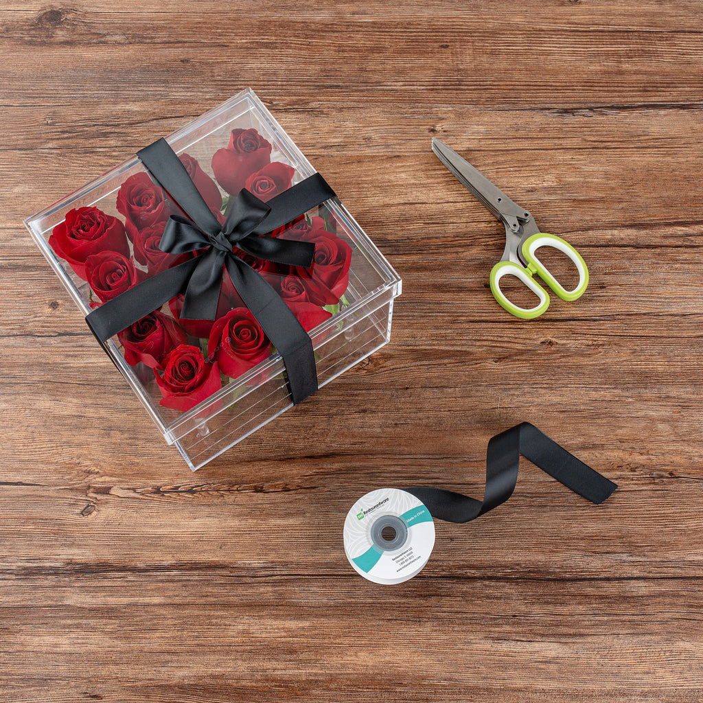 Gift Tek Black Polyester Satin Ribbon - Single Face - 1" x 10 yds - 10 count box
