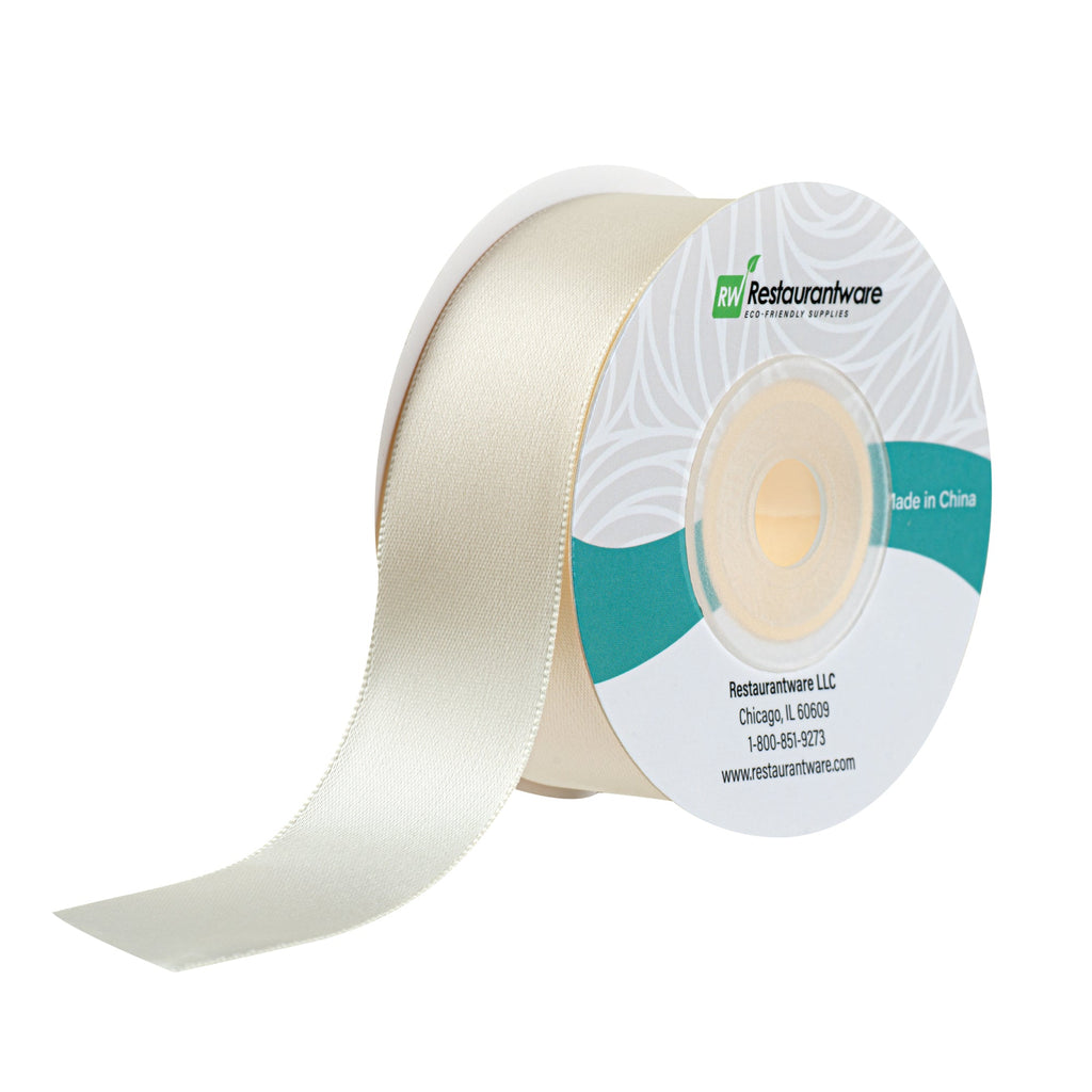 Gift Tek Ivory White Polyester Satin Ribbon - Single Face - 1" x 10 yds - 10 count box