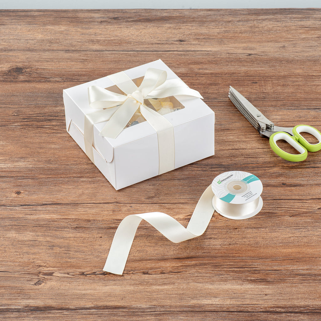 Gift Tek Ivory White Polyester Satin Ribbon - Single Face - 1" x 10 yds - 10 count box