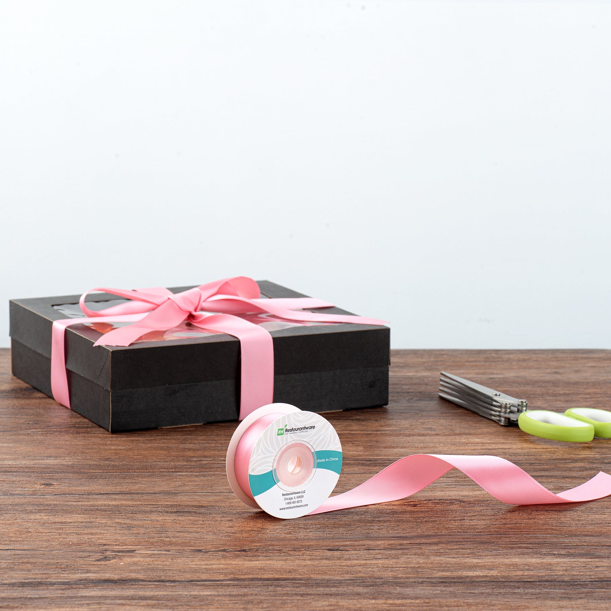 Gift Tek Pink Polyester Satin Ribbon - Single Face - 1" x 10 yds - 10 count box