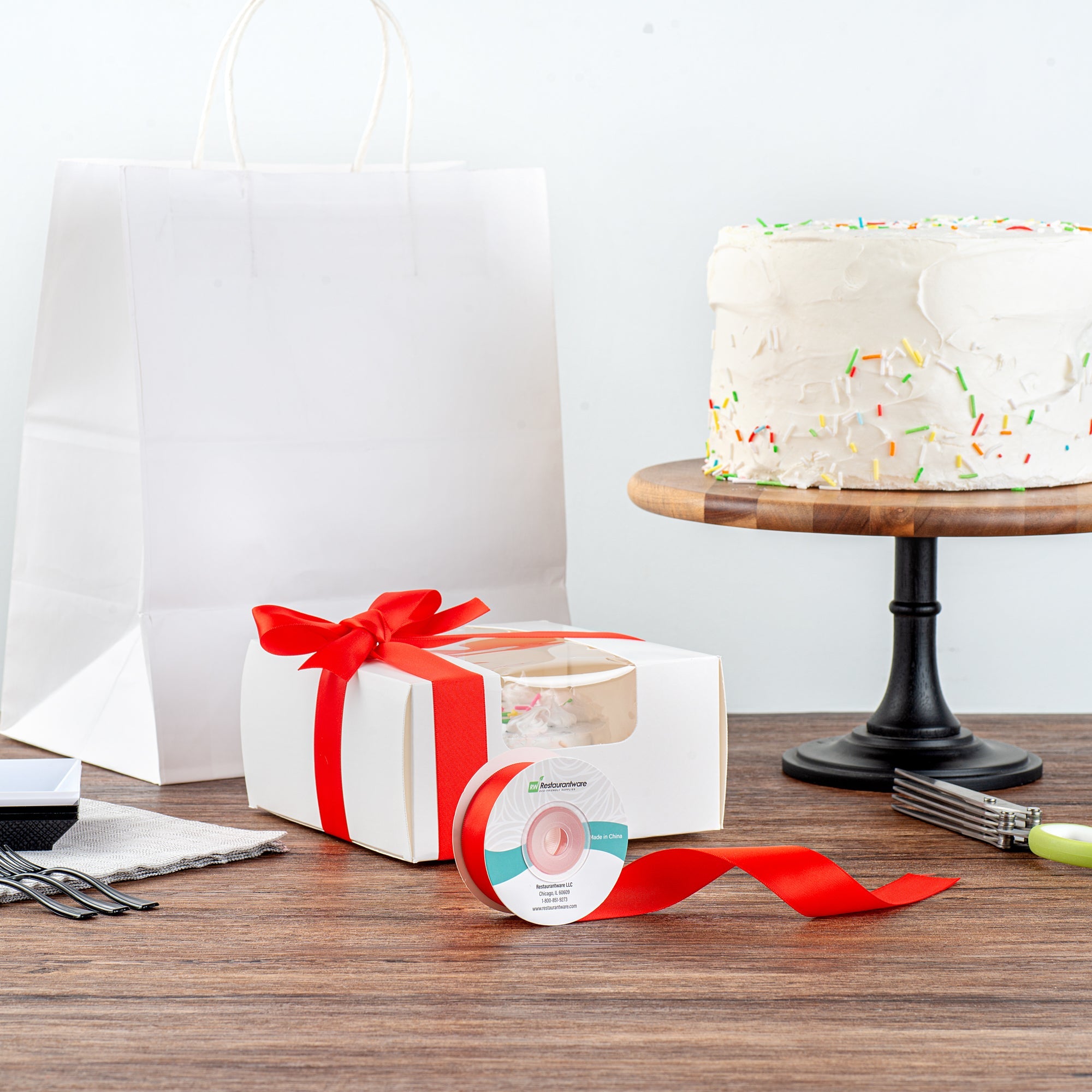 Gift Tek Red Polyester Satin Ribbon - Single Face - 1" x 10 yds - 1 count box