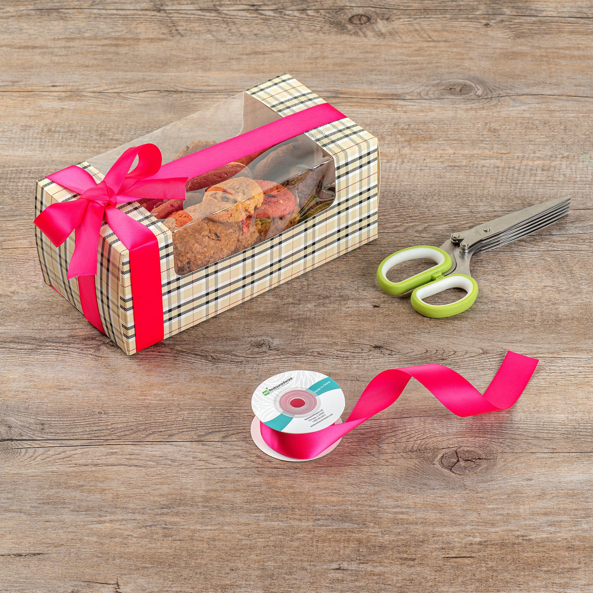 Gift Tek Shocking Pink Polyester Satin Ribbon - Single Face - 1" x 10 yds - 1 count box