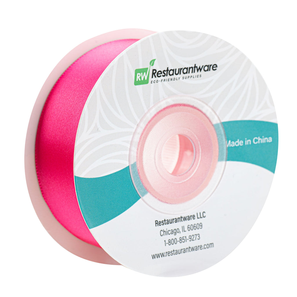 Gift Tek Shocking Pink Polyester Satin Ribbon - Single Face - 1" x 10 yds - 10 count box