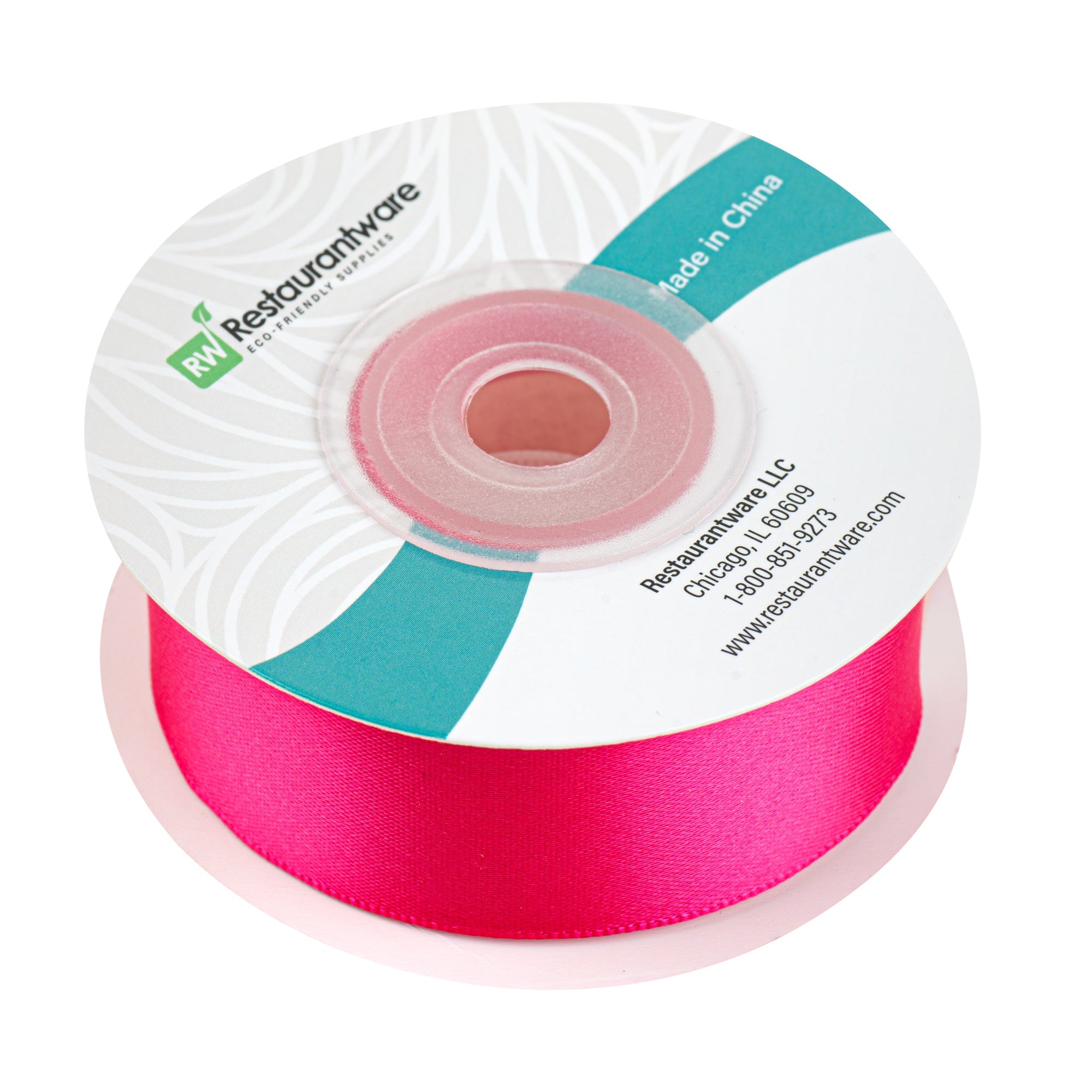 Gift Tek Shocking Pink Polyester Satin Ribbon - Single Face - 1" x 10 yds - 10 count box