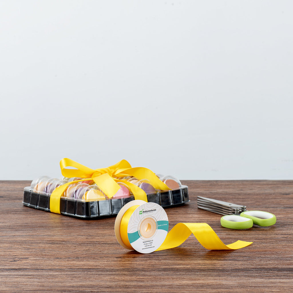 Gift Tek Yellow Polyester Satin Ribbon - Single Face - 1" x 10 yds - 10 count box