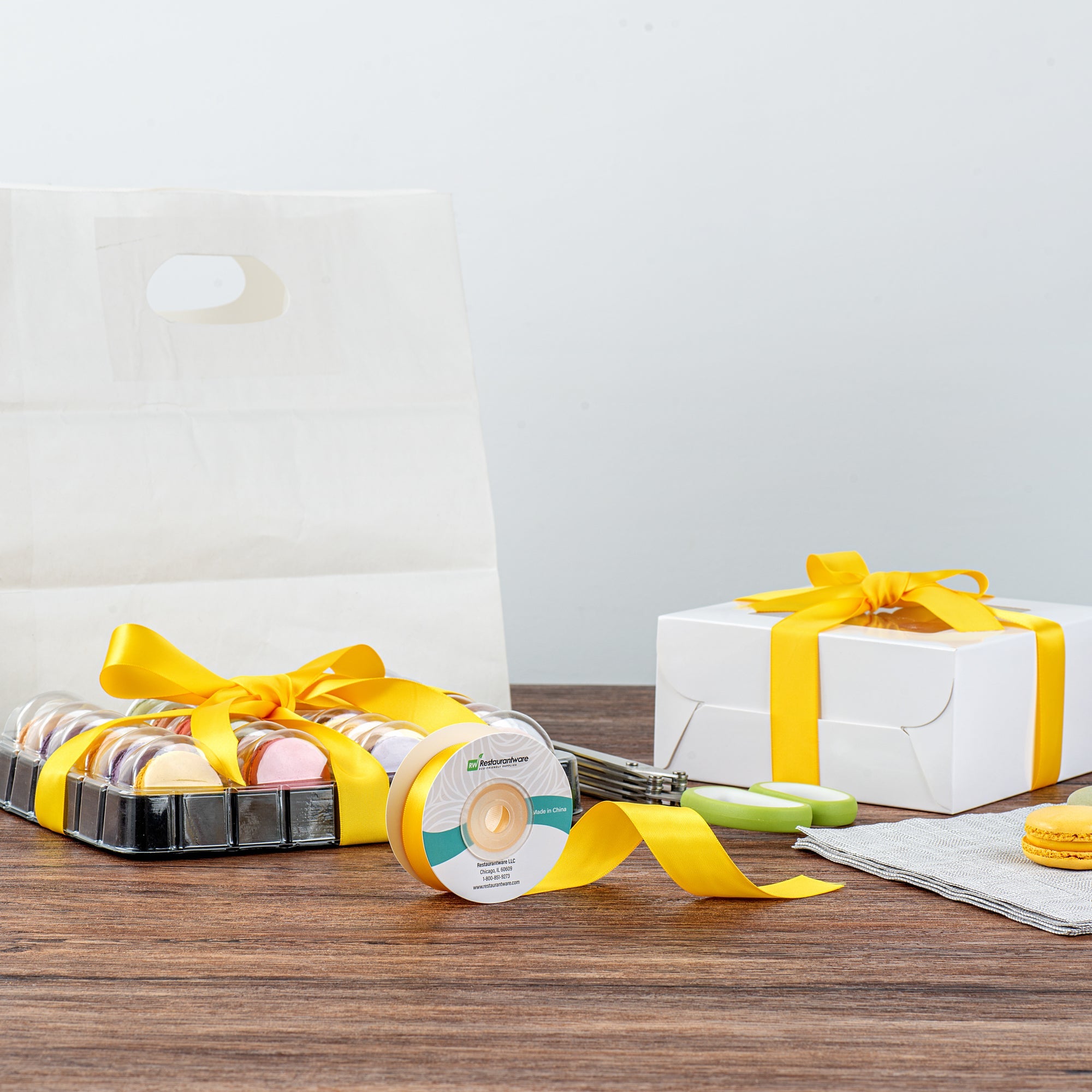 Gift Tek Yellow Polyester Satin Ribbon - Single Face - 1" x 10 yds - 10 count box