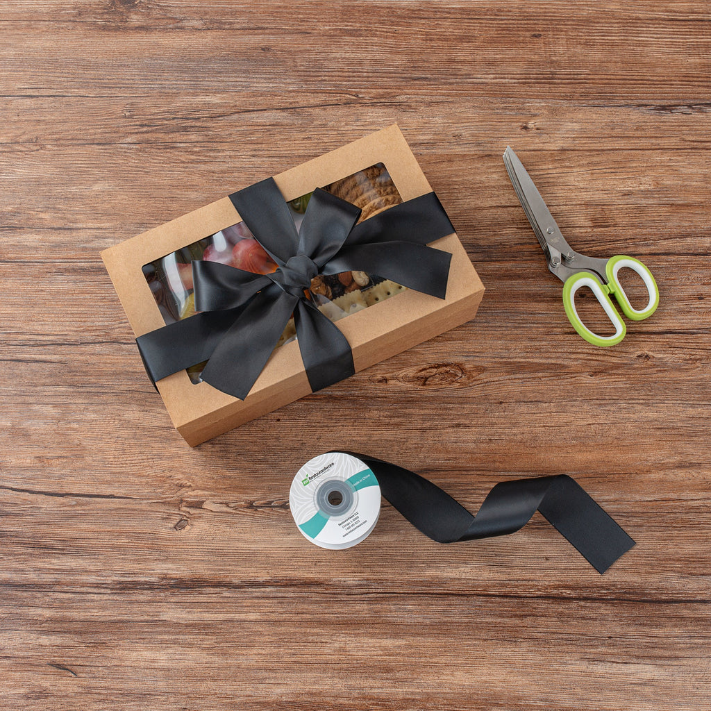 Gift Tek Black Polyester Satin Ribbon - Single Face - 1 1/2" x 10 yds - 10 count box