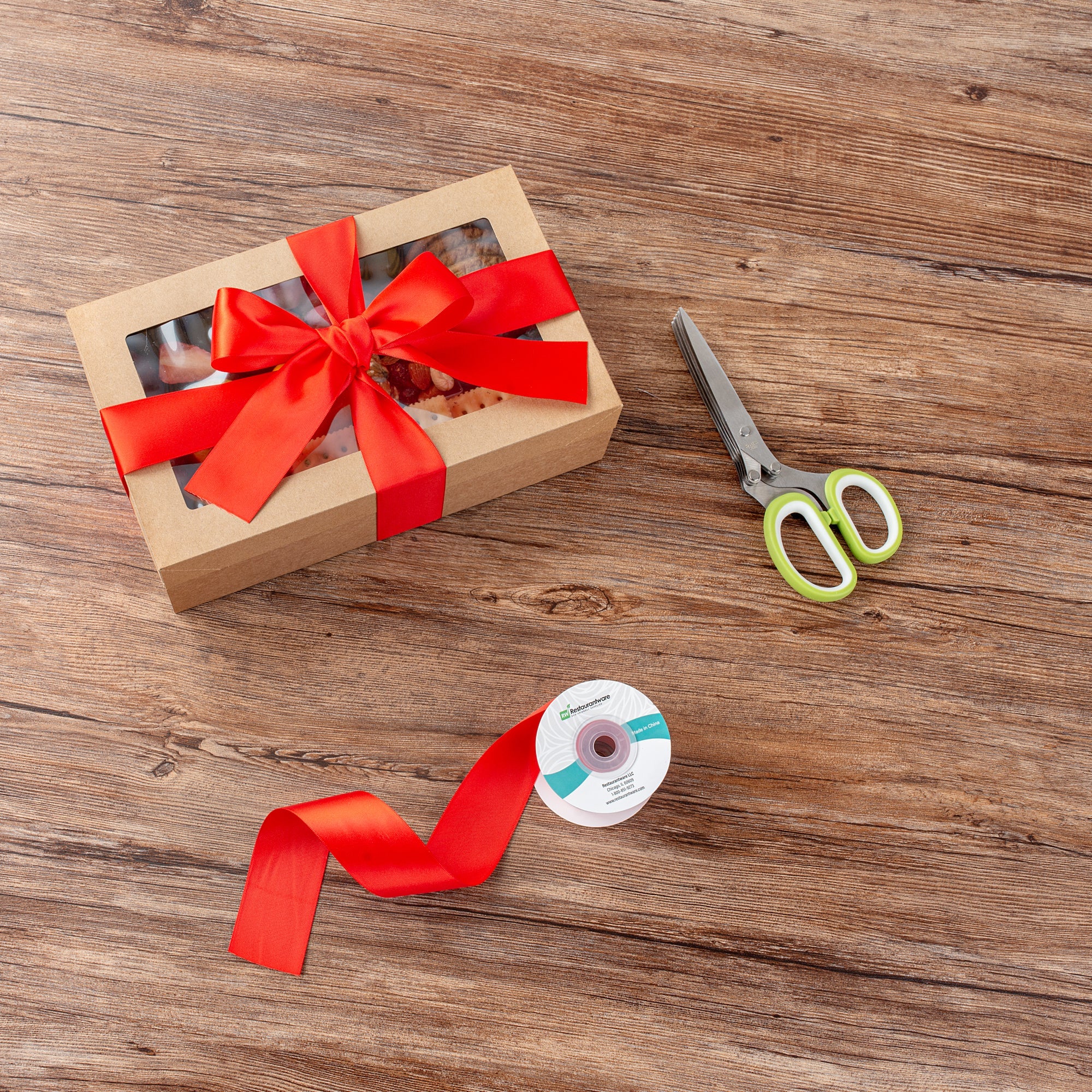 Gift Tek Red Polyester Satin Ribbon - Single Face - 1 1/2" x 10 yds - 10 count box