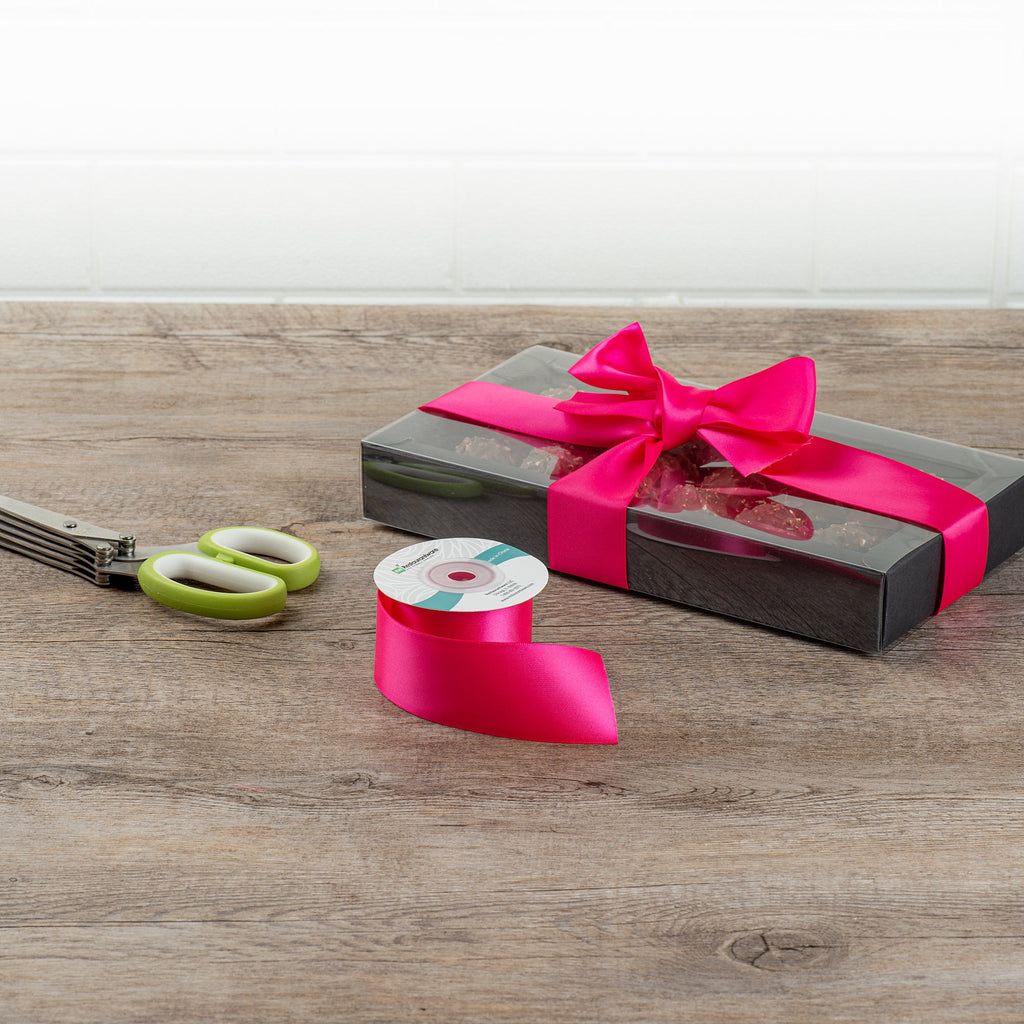 Gift Tek Shocking Pink Polyester Satin Ribbon - Single Face - 1 1/2" x 10 yds - 1 count box