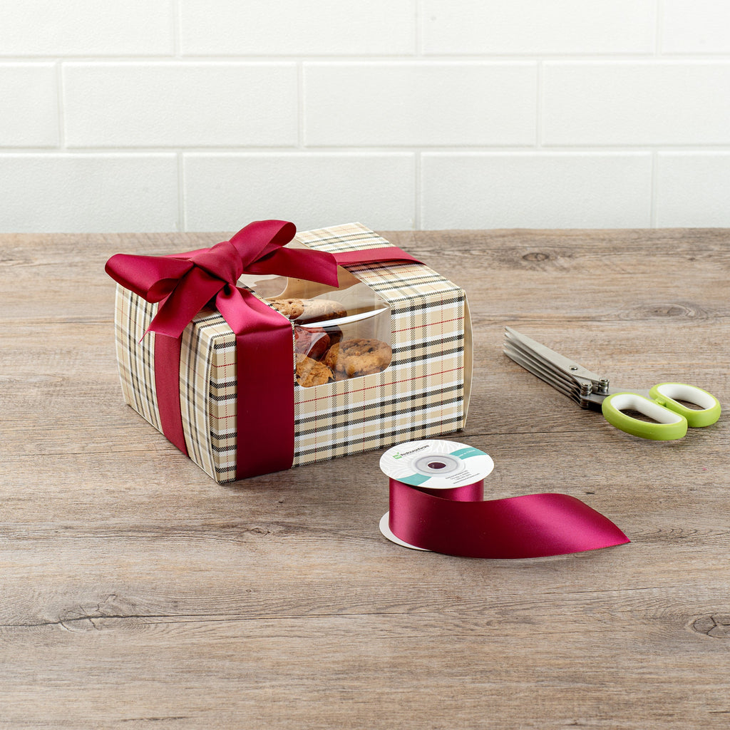 Gift Tek Sherry Red Polyester Satin Ribbon - Single Face - 1 1/2" x 10 yds - 10 count box