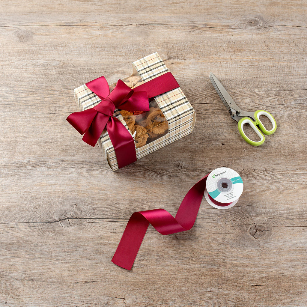 Gift Tek Sherry Red Polyester Satin Ribbon - Single Face - 1 1/2" x 10 yds - 10 count box