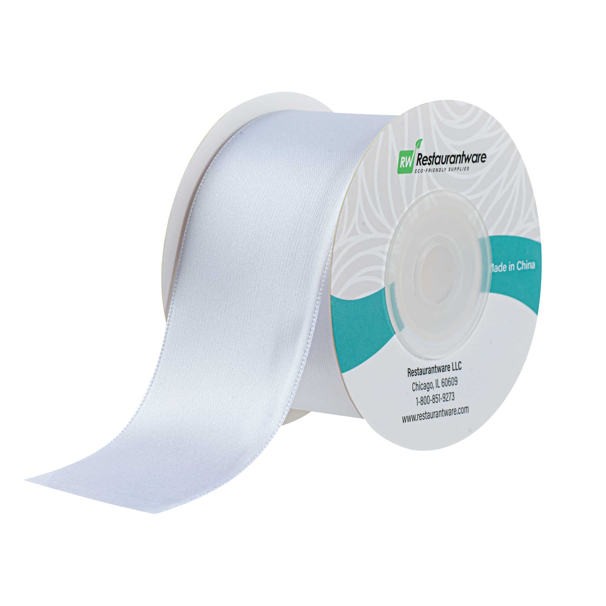 Gift Tek White Polyester Satin Ribbon - Single Face - 1 1/2" x 10 yds - 1 count box