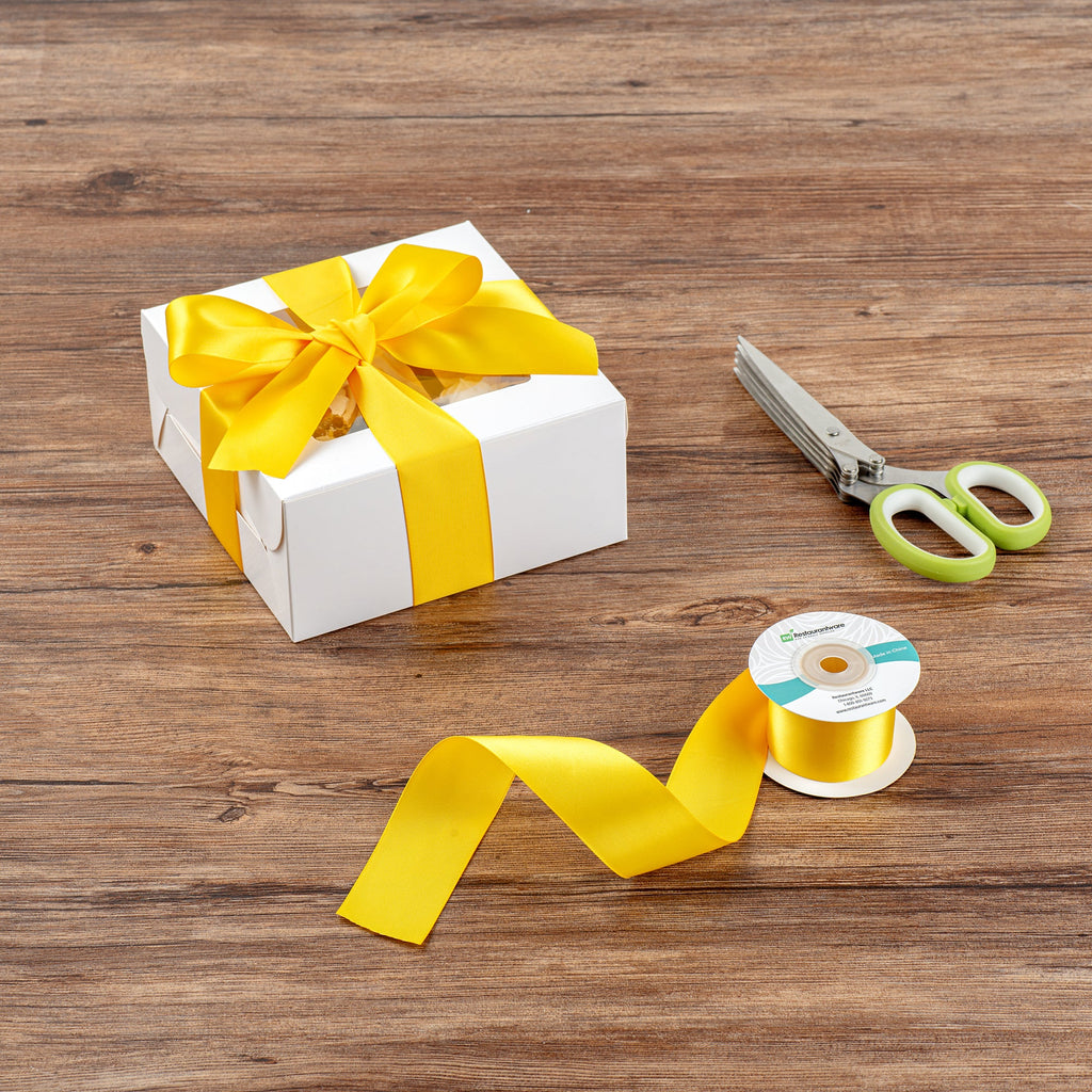 Gift Tek Yellow Polyester Satin Ribbon - Single Face - 1 1/2" x 10 yds - 10 count box