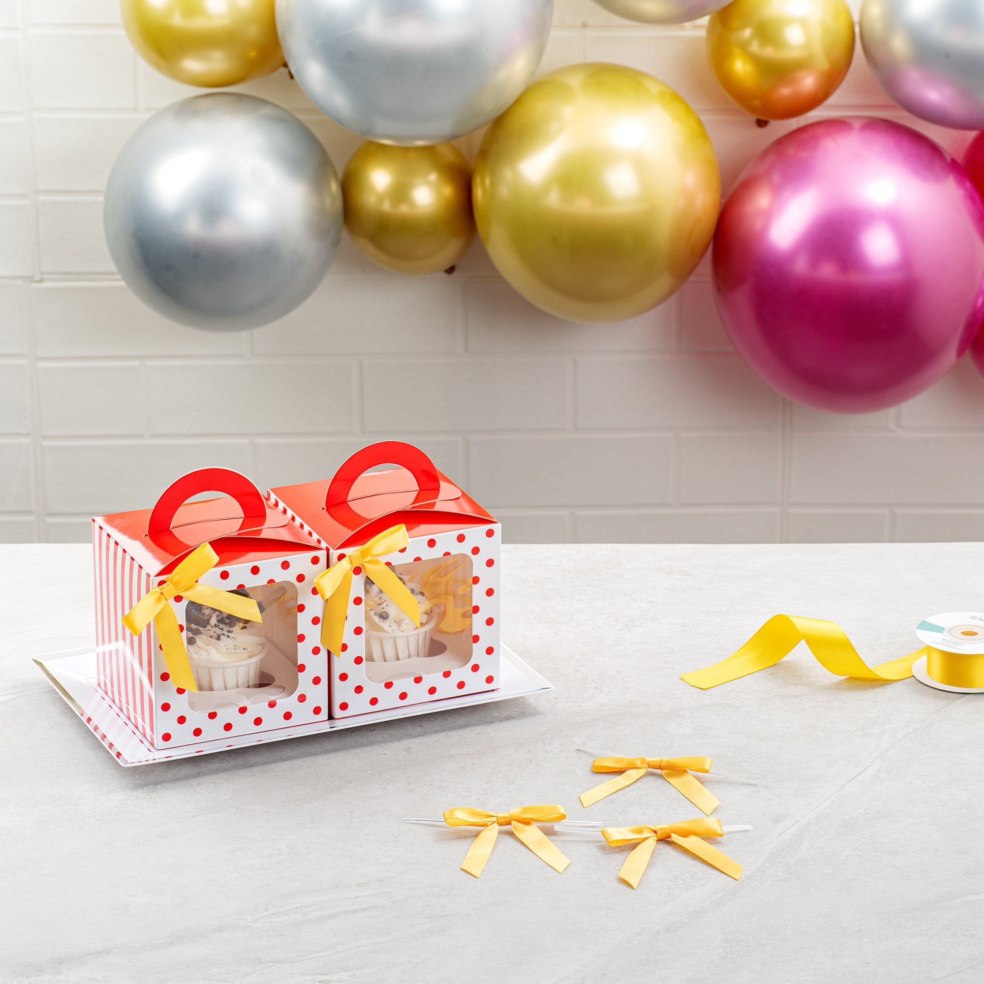 Gift Tek Gold Polyester Satin Twist Tie Bow - Pre-Tied - 3" x 2 1/2" - 100 count box