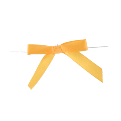 Gift Tek Gold Polyester Satin Twist Tie Bow - Pre-Tied - 3" x 2 1/2" - 100 count box