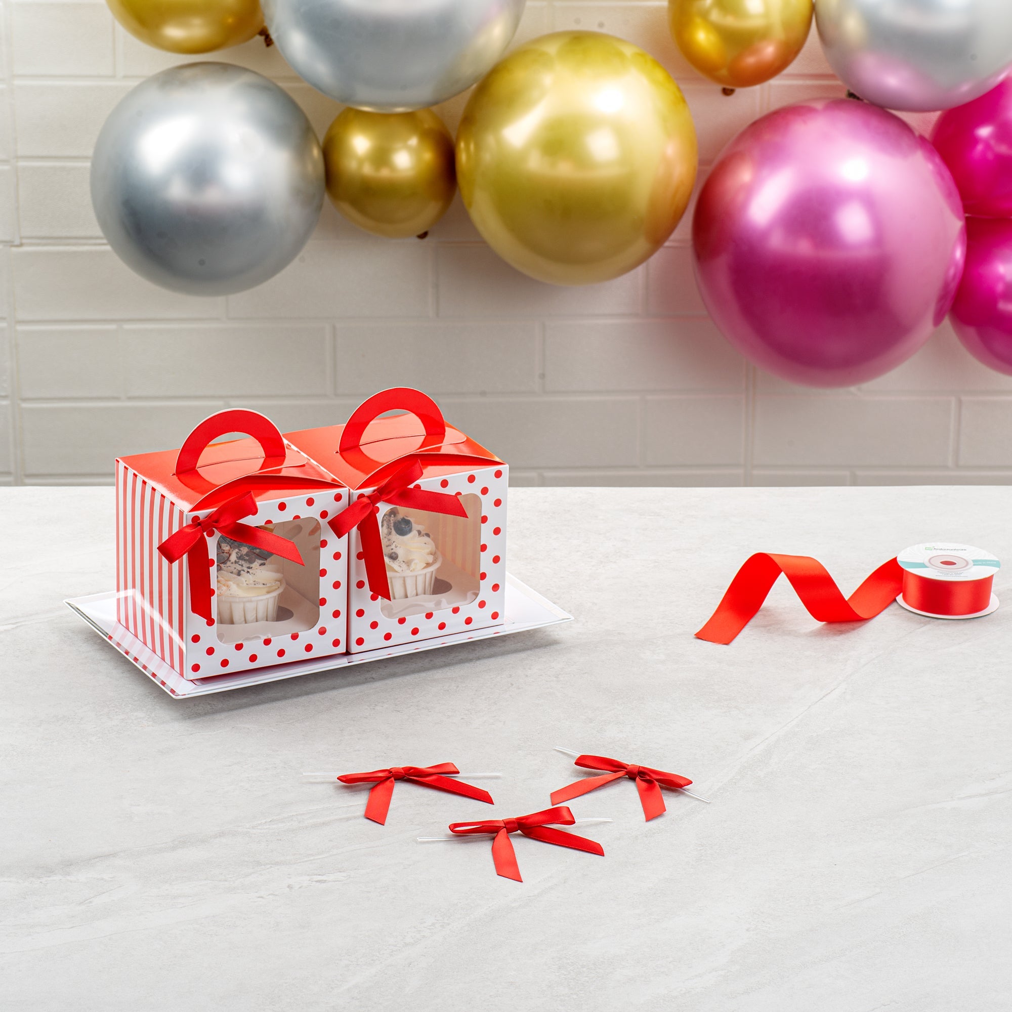 Gift Tek Red Polyester Satin Twist Tie Bow - Pre-Tied - 3" x 2 1/2" - 4000 count box