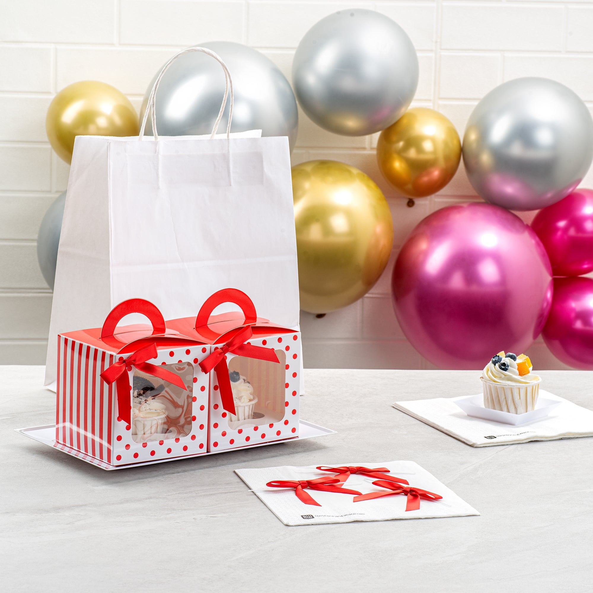 Gift Tek Red Polyester Satin Twist Tie Bow - Pre-Tied - 3" x 2 1/2" - 4000 count box