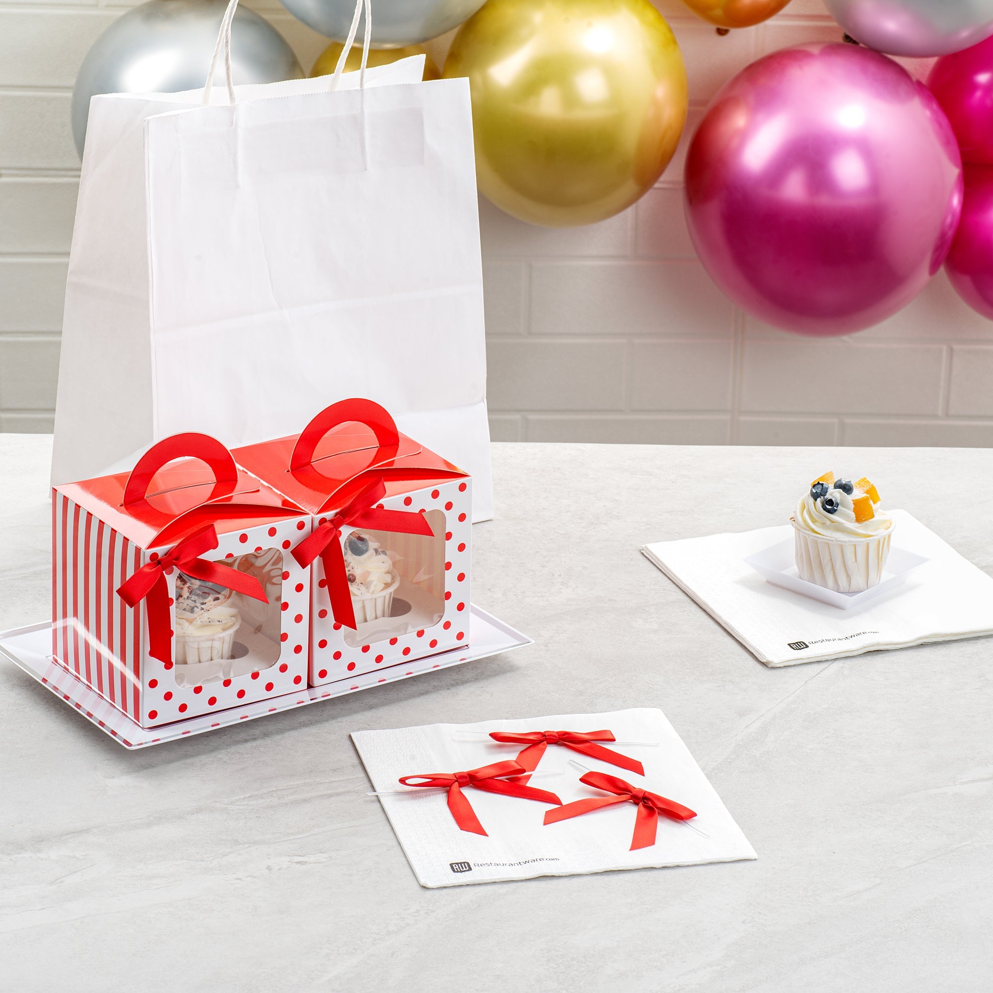 Gift Tek Red Polyester Satin Twist Tie Bow - Pre-Tied - 3" x 2 1/2" - 4000 count box