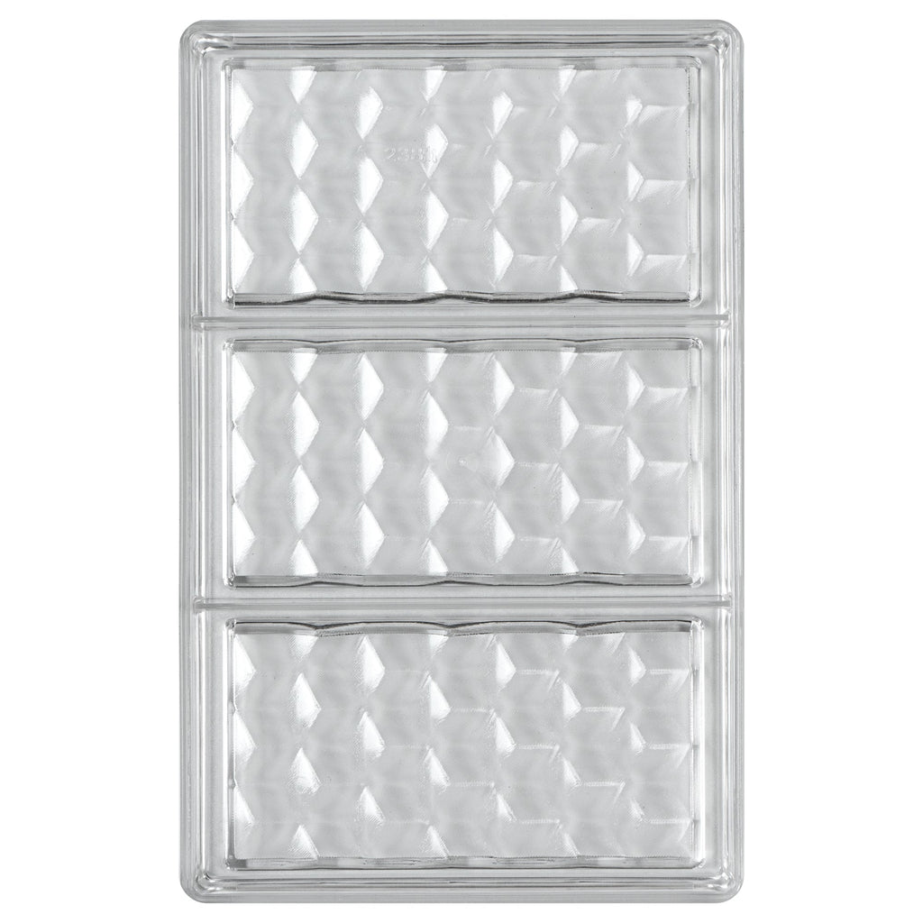 Pastry Tek Polycarbonate 3D Cube Candy / Chocolate Mold - 3-Compartment - 1 count box