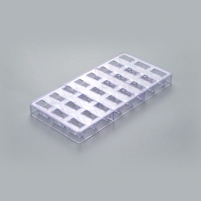 Pastry Tek Polycarbonate Triangle Bar Candy / Chocolate Mold - 24-Compartment - 10 count box