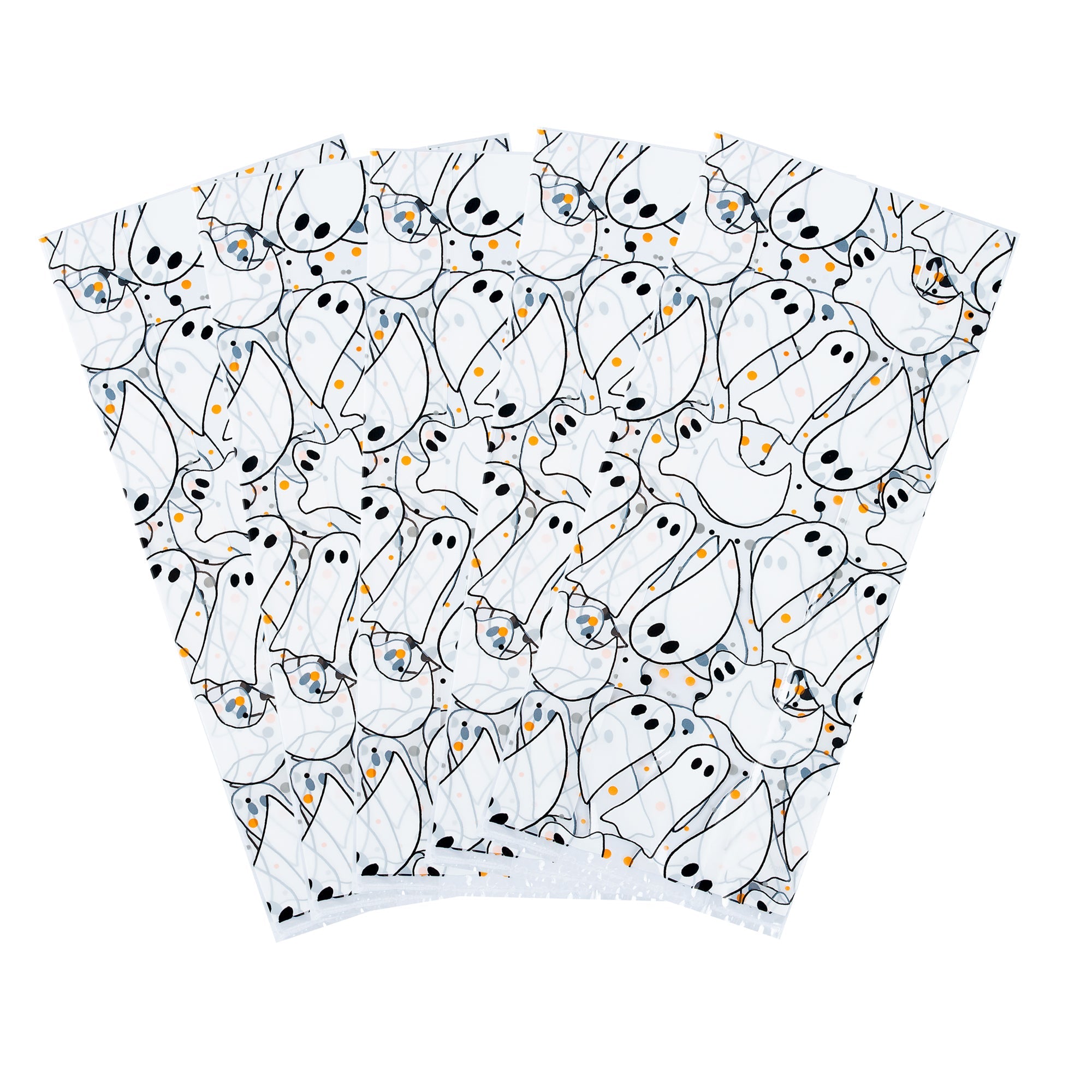 Bag Tek Plastic Candy Bag - Ghosts, Gusseted - 4" x 2" x 9 1/2" - 4000 count box