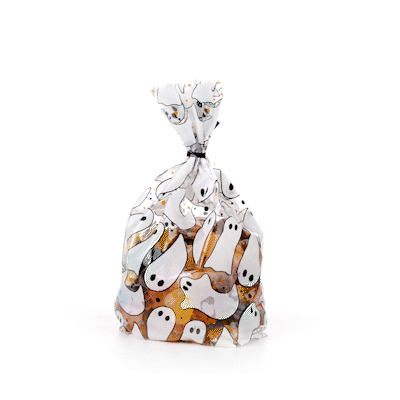 Bag Tek Plastic Candy Bag - Ghosts, Gusseted - 4" x 2" x 9 1/2" - 4000 count box