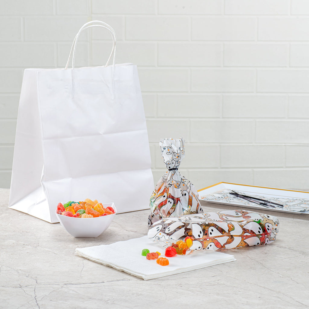Bag Tek Plastic Candy Bag - Ghosts, Gusseted - 4" x 2" x 9 1/2" - 4000 count box