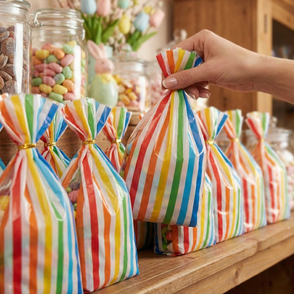 Bag Tek Plastic Candy Bag - Rainbow, Gusseted - 4" x 2" x 9 1/2" - 4000 count box