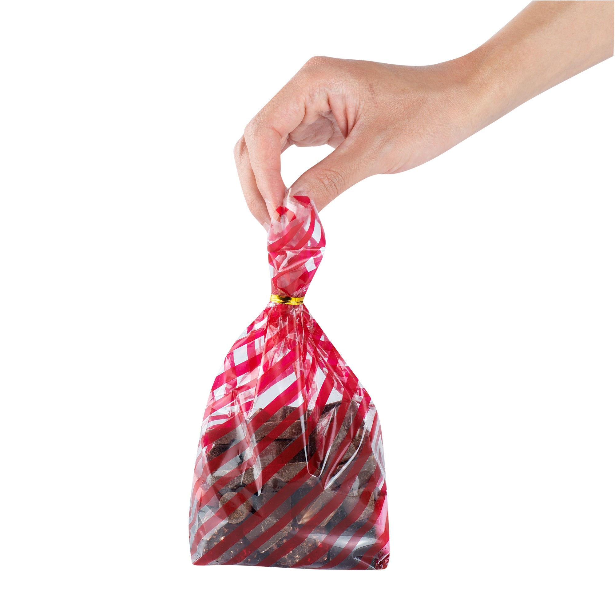 Bag Tek Plastic Candy Bag - Stripes, Gusseted - 4" x 2" x 9 1/2" - 100 count box