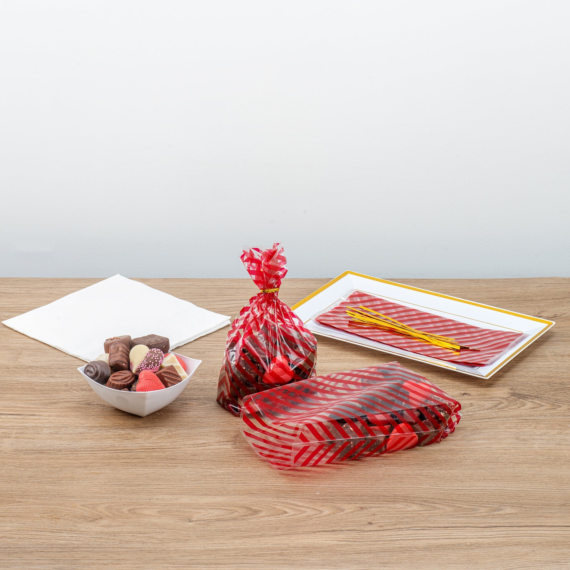 Bag Tek Plastic Candy Bag - Stripes, Gusseted - 4" x 2" x 9 1/2" - 4000 count box