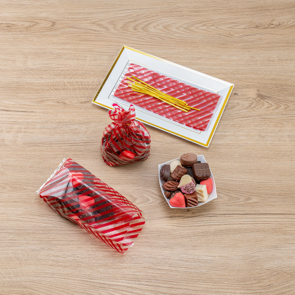 Bag Tek Plastic Candy Bag - Stripes, Gusseted - 4" x 2" x 9 1/2" - 4000 count box
